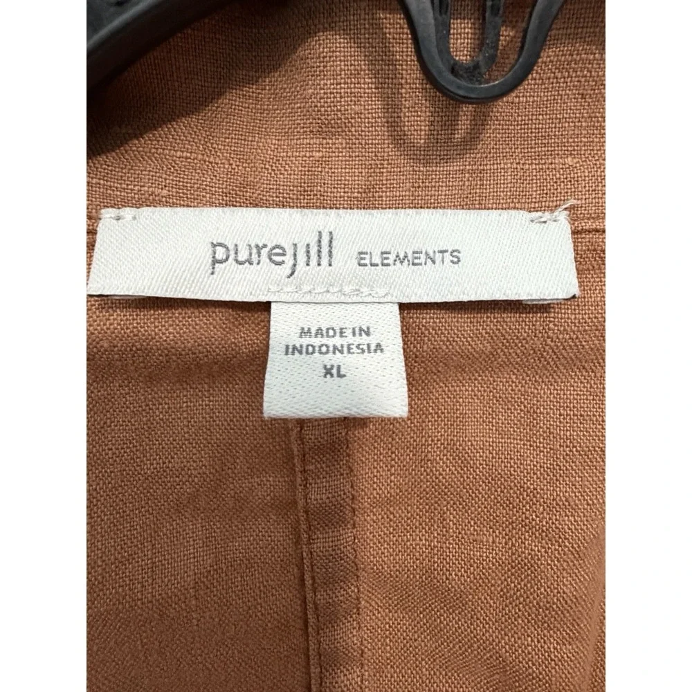J. Jill 100% Linen Shacket Size XL Overshirt Light Jacket Burnt Orange #AAA11-1